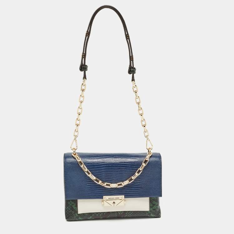 Pre Owned Michael Kors Multicolor Python Embossed and Lizard Embossed Leather Cece Flap Shoulder Bag