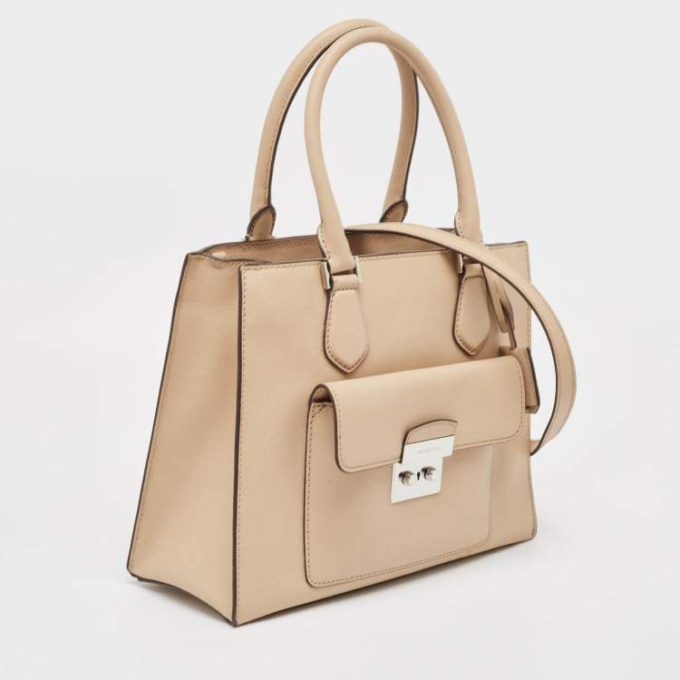Pre Owned Michael Kors Beige Leather Bridgette Tote