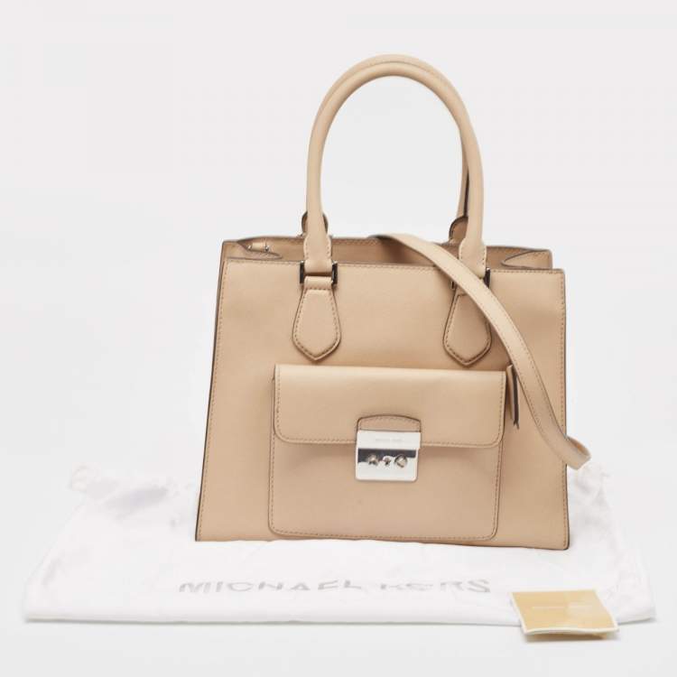 Pre Owned Michael Kors Beige Leather Bridgette Tote