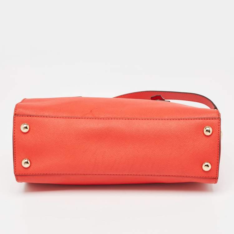 Pre Owned Michael Kors Red Saffiano Leather East/West Hamilton Tote