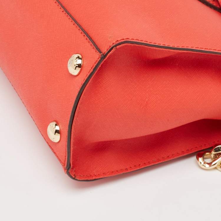 Pre Owned Michael Kors Red Saffiano Leather East/West Hamilton Tote