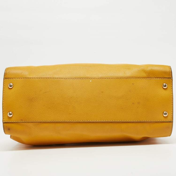 Pre Owned Michael Kors Mustard Leather East/West Hamilton Tote