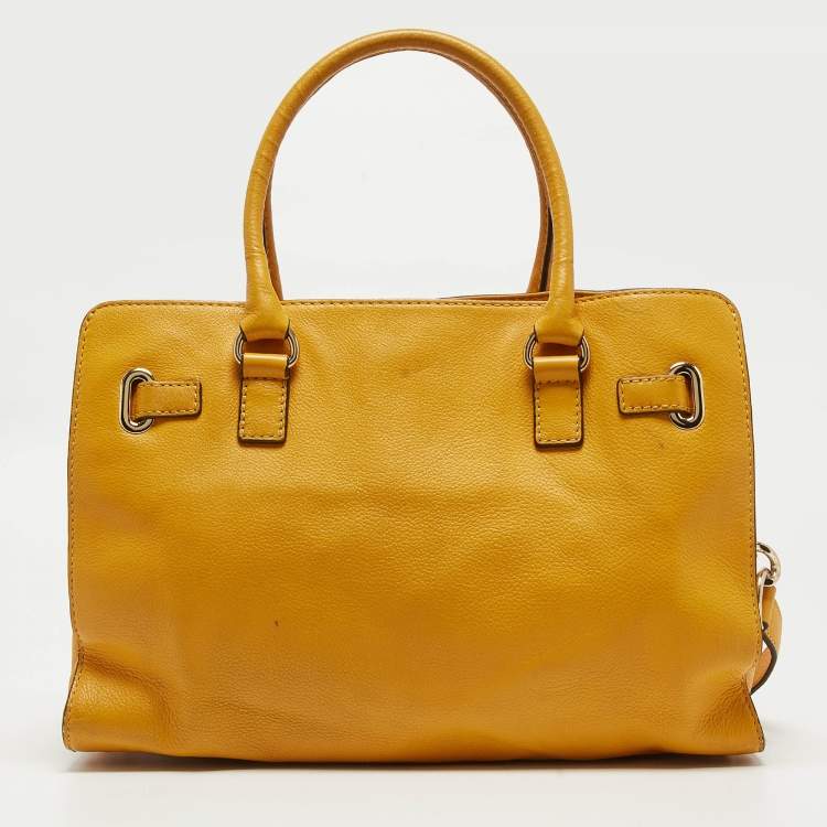 Pre Owned Michael Kors Mustard Leather East/West Hamilton Tote