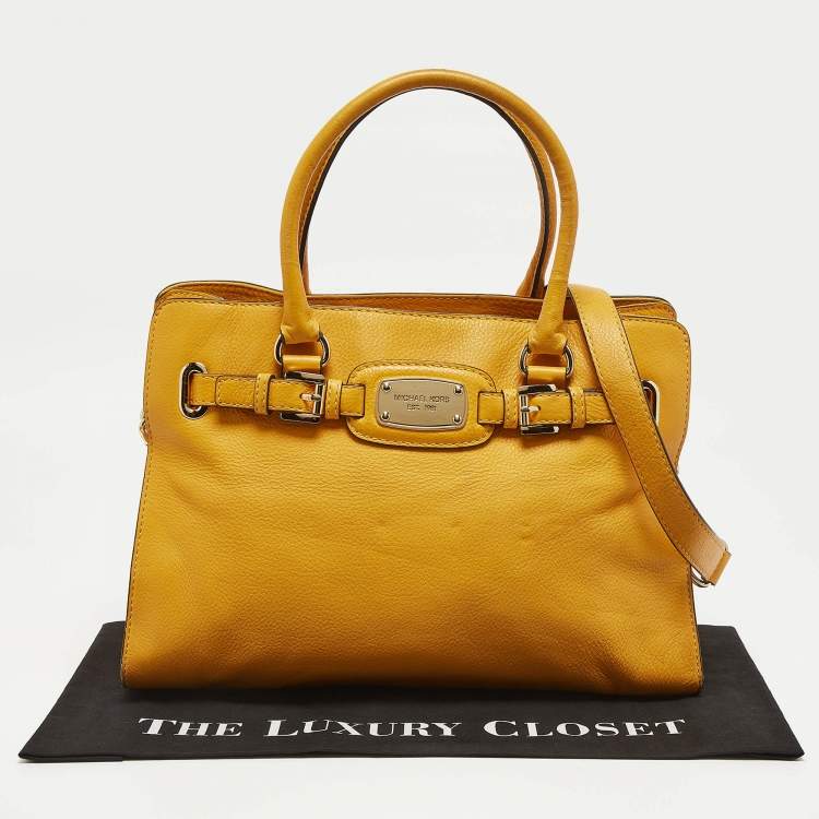Pre Owned Michael Kors Mustard Leather East/West Hamilton Tote