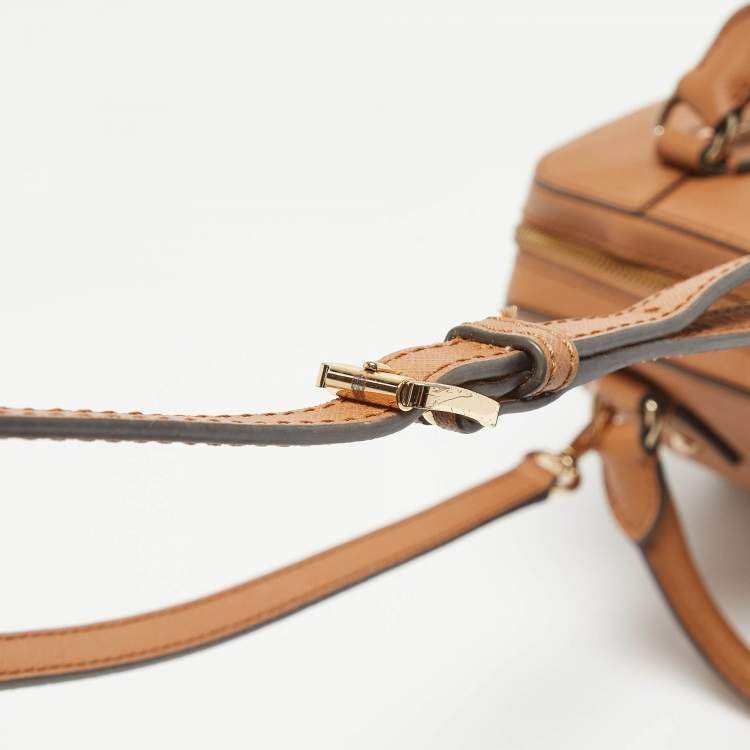 Pre Owned Michael Kors Brown Saffiano Leather Logo Satchel