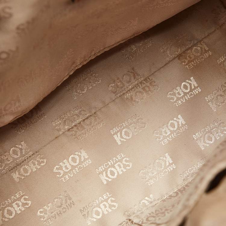 Pre Owned Michael Kors Brown Saffiano Leather Logo Satchel