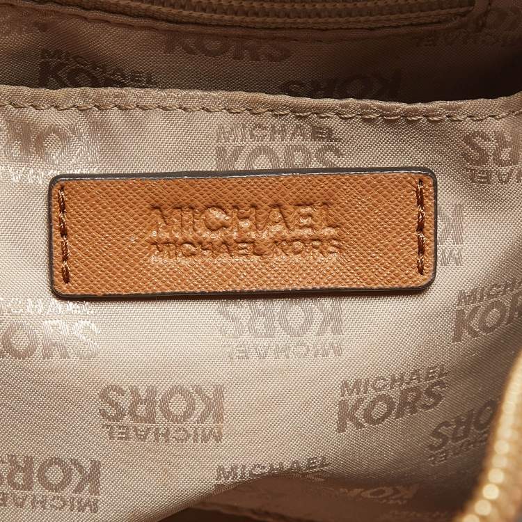 Pre Owned Michael Kors Brown Saffiano Leather Logo Satchel