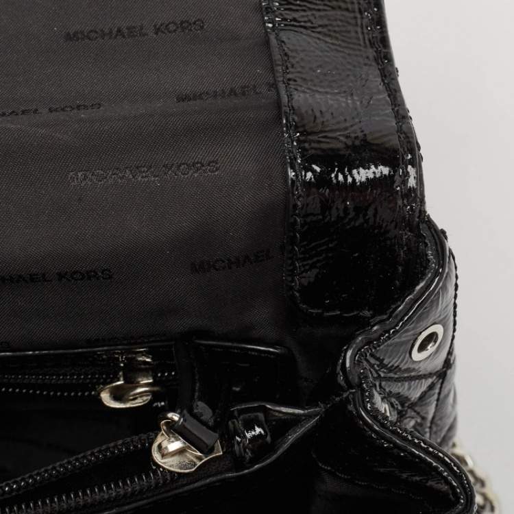 Pre Owned Michael Kors Black Quilted Leather Large Eyelet Sloan Chain Shoulder Bag