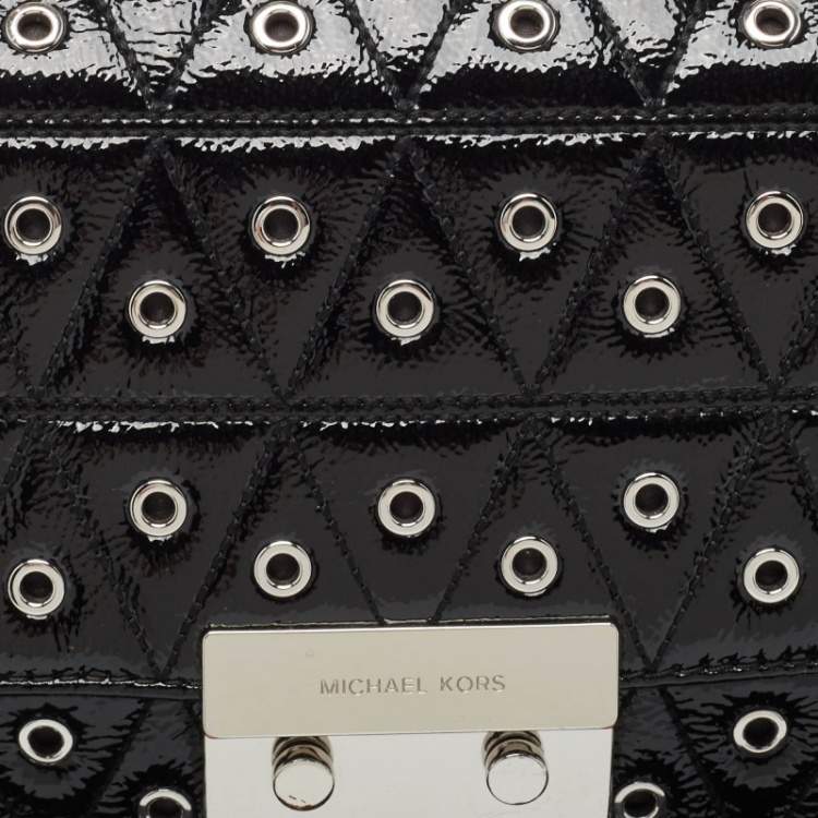 Pre Owned Michael Kors Black Quilted Leather Large Eyelet Sloan Chain Shoulder Bag