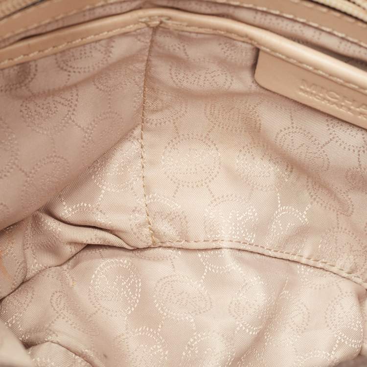Pre Owned Michael Kors Brown Signature Coated Canvas and Leather Jet Set Travel Messenger Bag