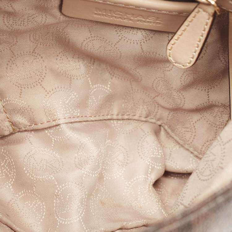 Pre Owned Michael Kors Brown Signature Coated Canvas and Leather Jet Set Travel Messenger Bag