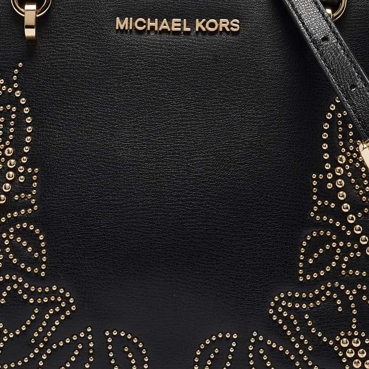 Pre Owned Michael Kors Navy Blue Leather Small Ellis Studded Tote