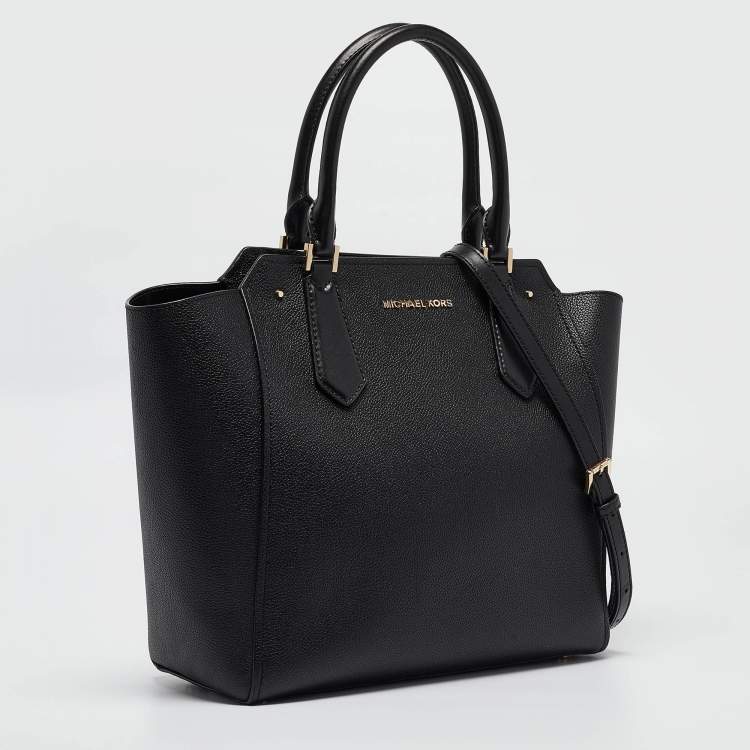 Pre Owned Michael Kors Black Leather Hayes Tote