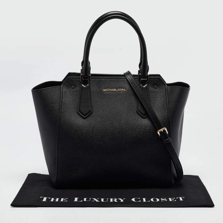 Pre Owned Michael Kors Black Leather Hayes Tote
