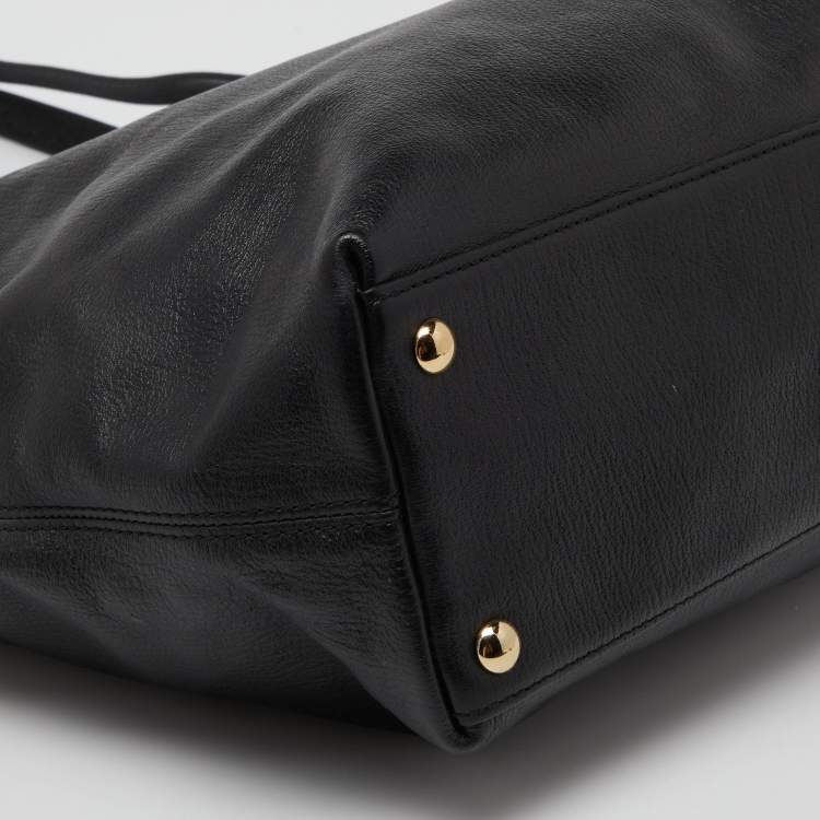 Pre Owned Michael Kors Black Leather Jet Set Travel Tote