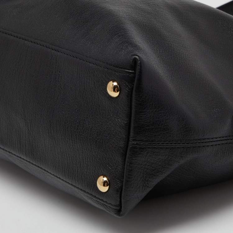 Pre Owned Michael Kors Black Leather Jet Set Travel Tote