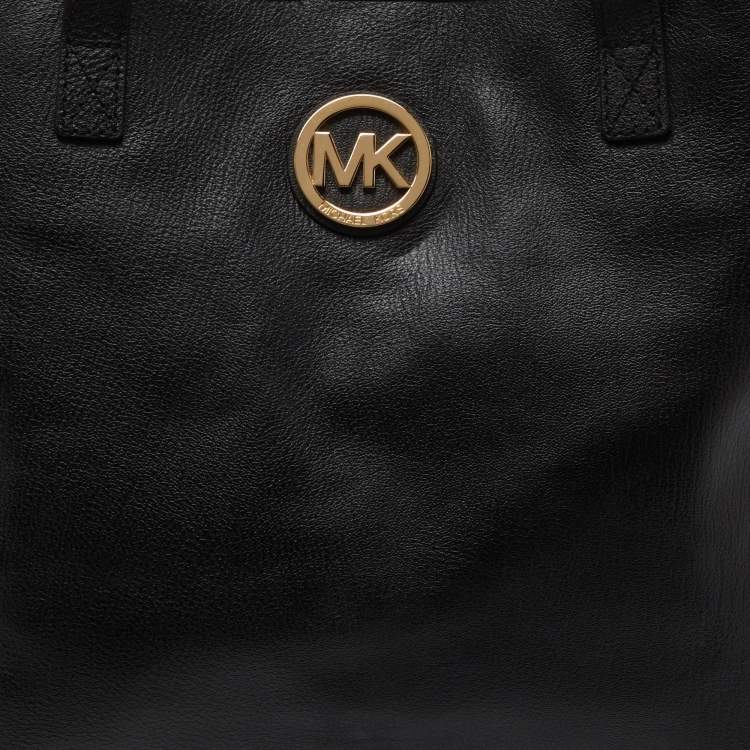 Pre Owned Michael Kors Black Leather Jet Set Travel Tote