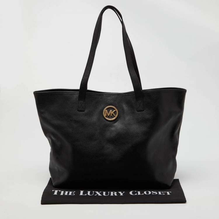 Pre Owned Michael Kors Black Leather Jet Set Travel Tote