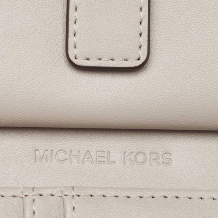 Pre Owned Michael Kors Grey/White Signature Coated Canvas and Leather Adele Wristlet Wallet