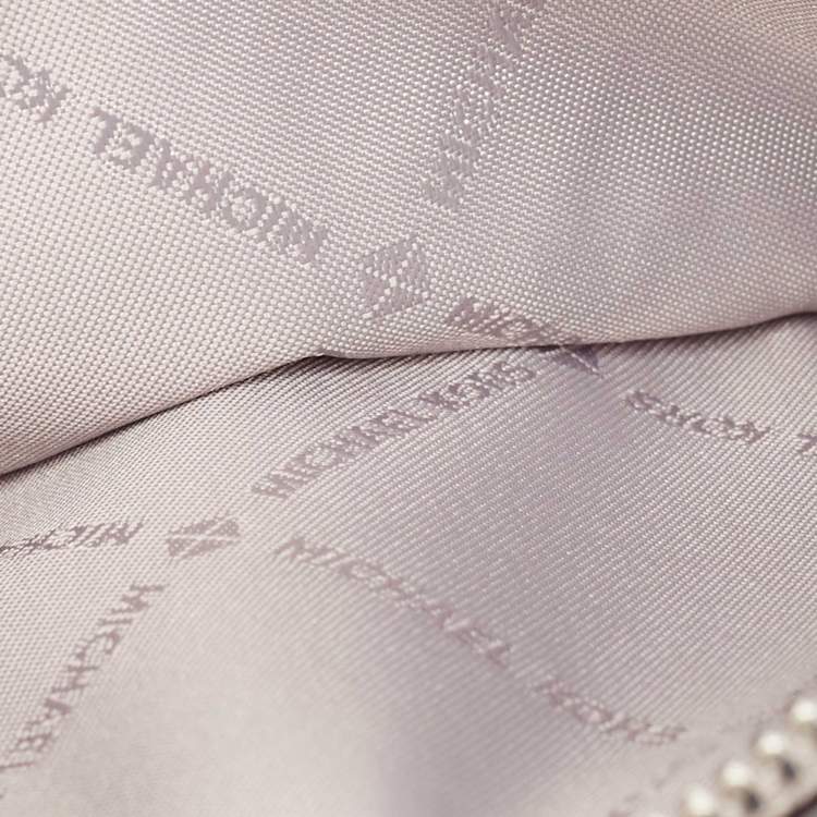 Pre Owned Michael Kors Grey/White Signature Coated Canvas and Leather Adele Wristlet Wallet