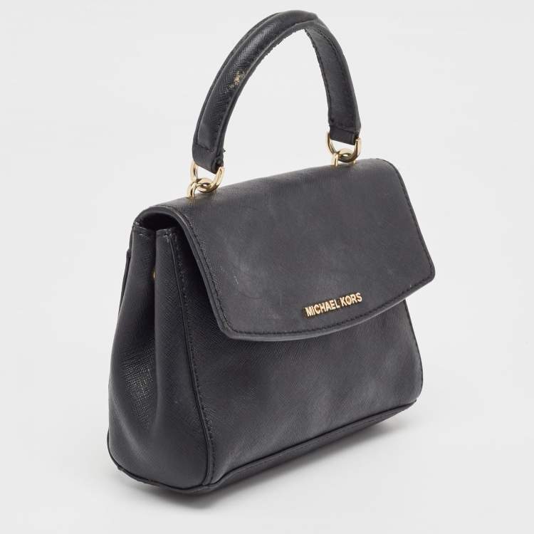 Pre Owned Michael Kors Black Leather Mini Ava Top Handle Bag