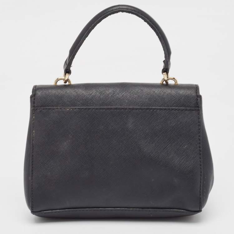 Pre Owned Michael Kors Black Leather Mini Ava Top Handle Bag