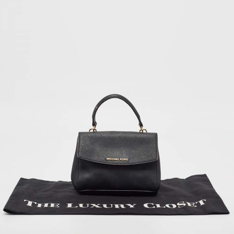Pre Owned Michael Kors Black Leather Mini Ava Top Handle Bag