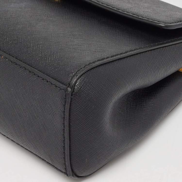 Pre Owned Michael Kors Black Saffiano Leather Extra Small Ava Top Handle Bag