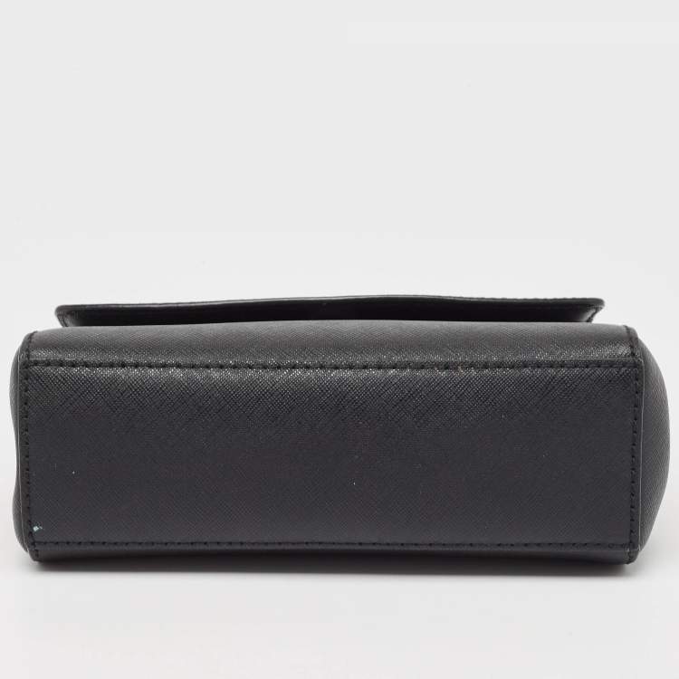 Pre Owned Michael Kors Black Saffiano Leather Extra Small Ava Top Handle Bag