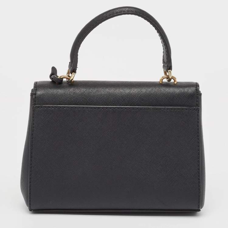 Pre Owned Michael Kors Black Saffiano Leather Extra Small Ava Top Handle Bag