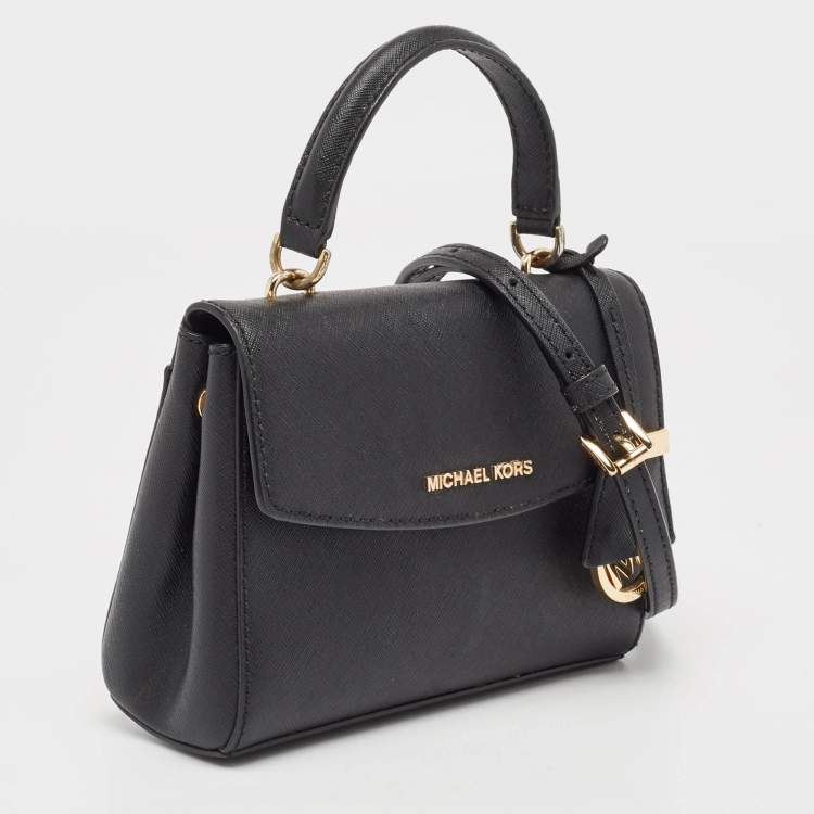 Pre Owned Michael Kors Black Saffiano Leather Extra Small Ava Top Handle Bag