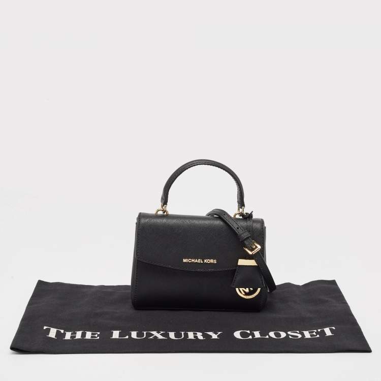 Pre Owned Michael Kors Black Saffiano Leather Extra Small Ava Top Handle Bag