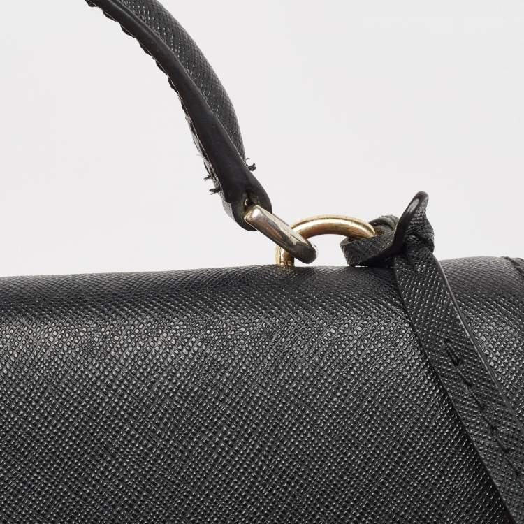 Pre Owned Michael Kors Black Saffiano Leather Extra Small Ava Top Handle Bag