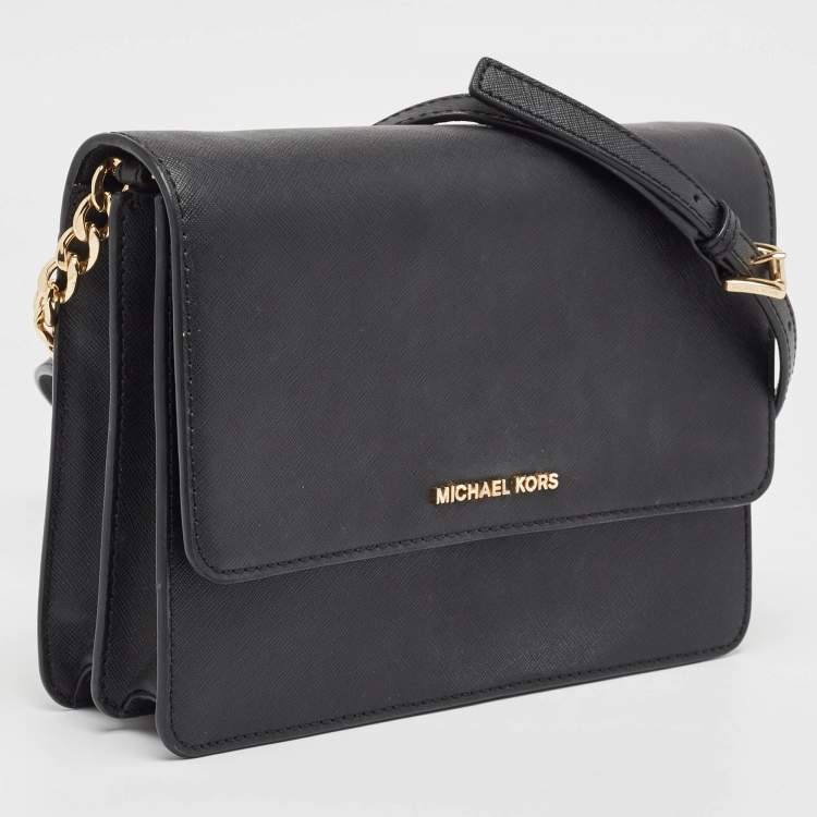 Pre Owned Michael Kors Black Saffiano Leather Large Daniela Crossbody Bag