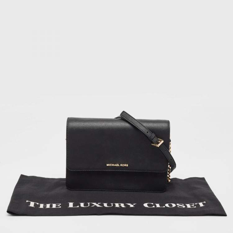 Pre Owned Michael Kors Black Saffiano Leather Large Daniela Crossbody Bag