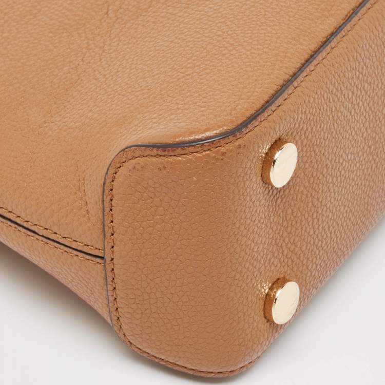 Pre Owned Michael Kors Brown Leather Cindy Dome Crossbody Bag