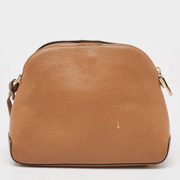 Pre Owned Michael Kors Brown Leather Cindy Dome Crossbody Bag