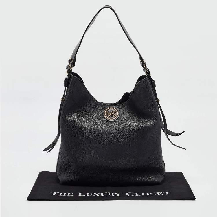 Pre Owned Michael Kors Black Pebbled Leather Large Bowery Shoulder Bag