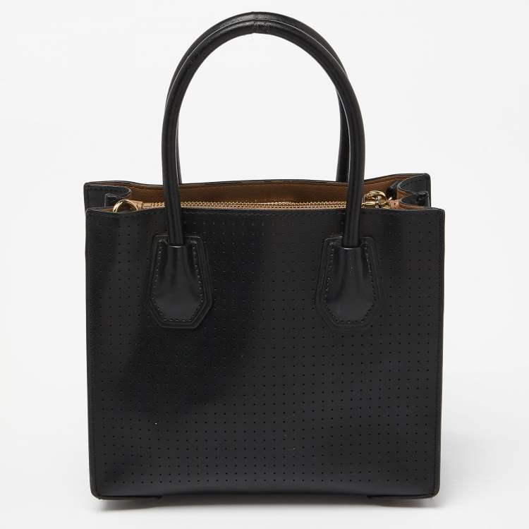 Pre Owned Michael Kors Black Perforated Leather Mercer Tote