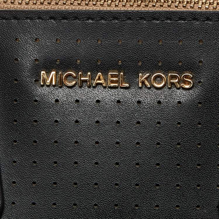Pre Owned Michael Kors Black Perforated Leather Mercer Tote
