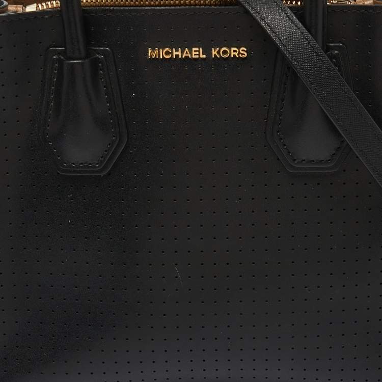 Pre Owned Michael Kors Black Perforated Leather Mercer Tote