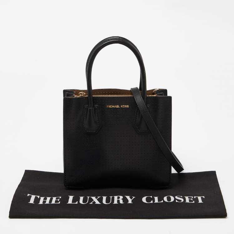 Pre Owned Michael Kors Black Perforated Leather Mercer Tote