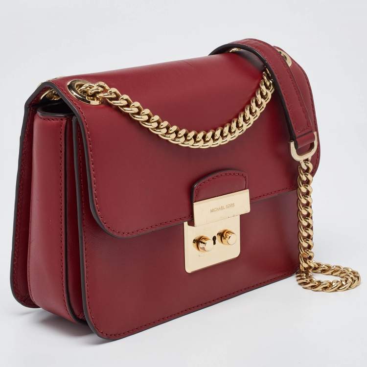 Pre Owned Michael Kors Red Leather Sloan Shoulder Bag