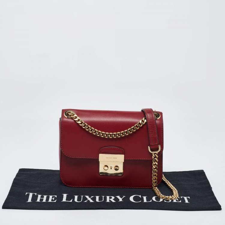 Pre Owned Michael Kors Red Leather Sloan Shoulder Bag