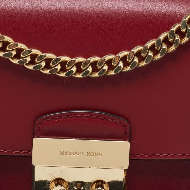 Pre Owned Michael Kors Red Leather Sloan Shoulder Bag