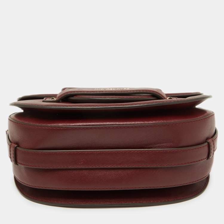 Pre Owned Michael Kors Red Grommet Leather Flap Crossbody Bag