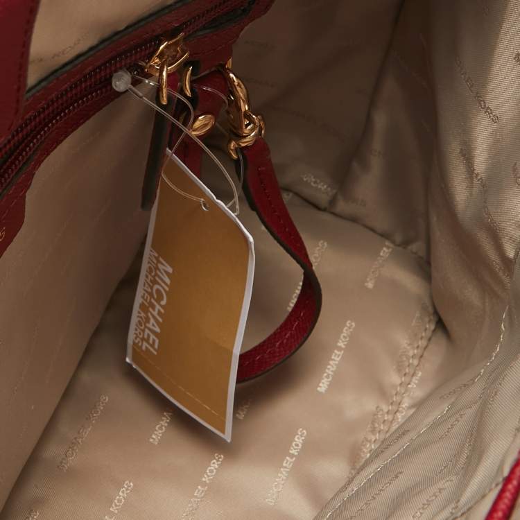 Pre Owned Michael Kors Red Leather Medium East West Maddie Tote