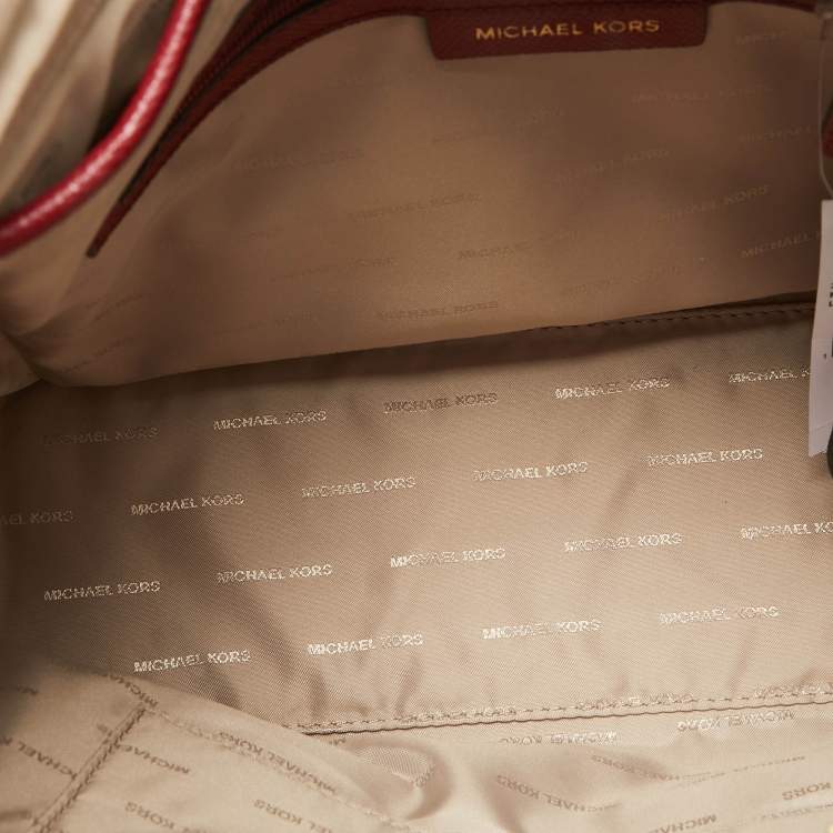 Pre Owned Michael Kors Red Leather Medium East West Maddie Tote