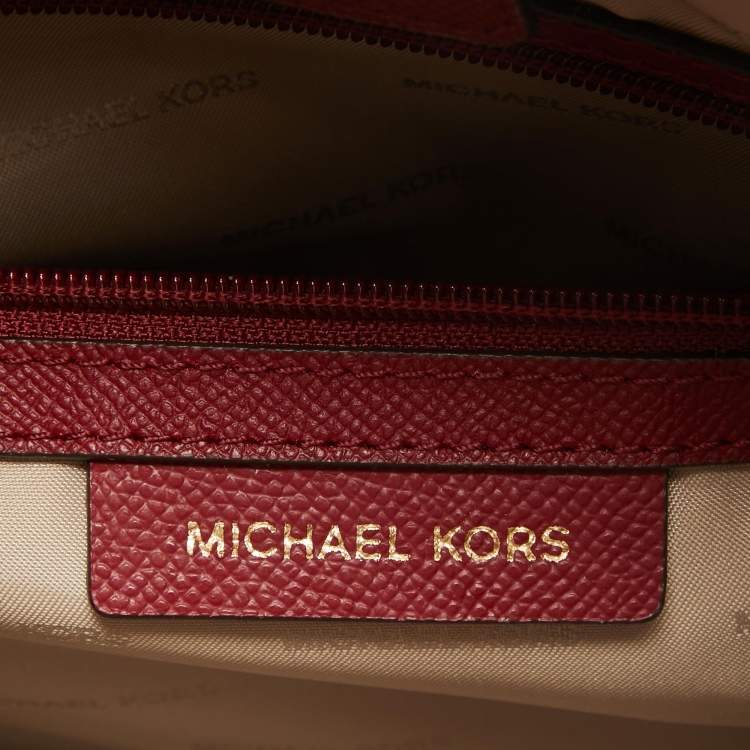 Pre Owned Michael Kors Red Leather Medium East West Maddie Tote