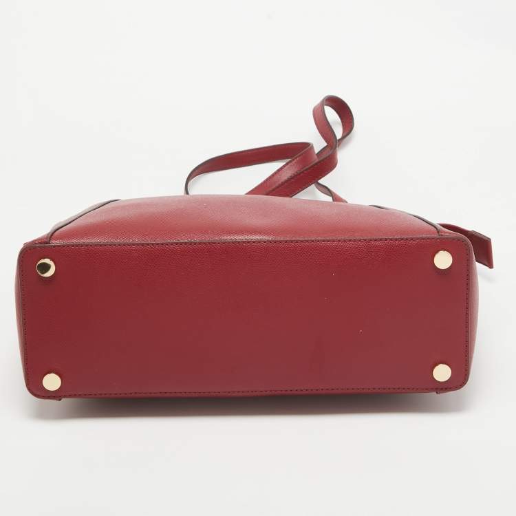 Pre Owned Michael Kors Red Leather Medium East West Maddie Tote